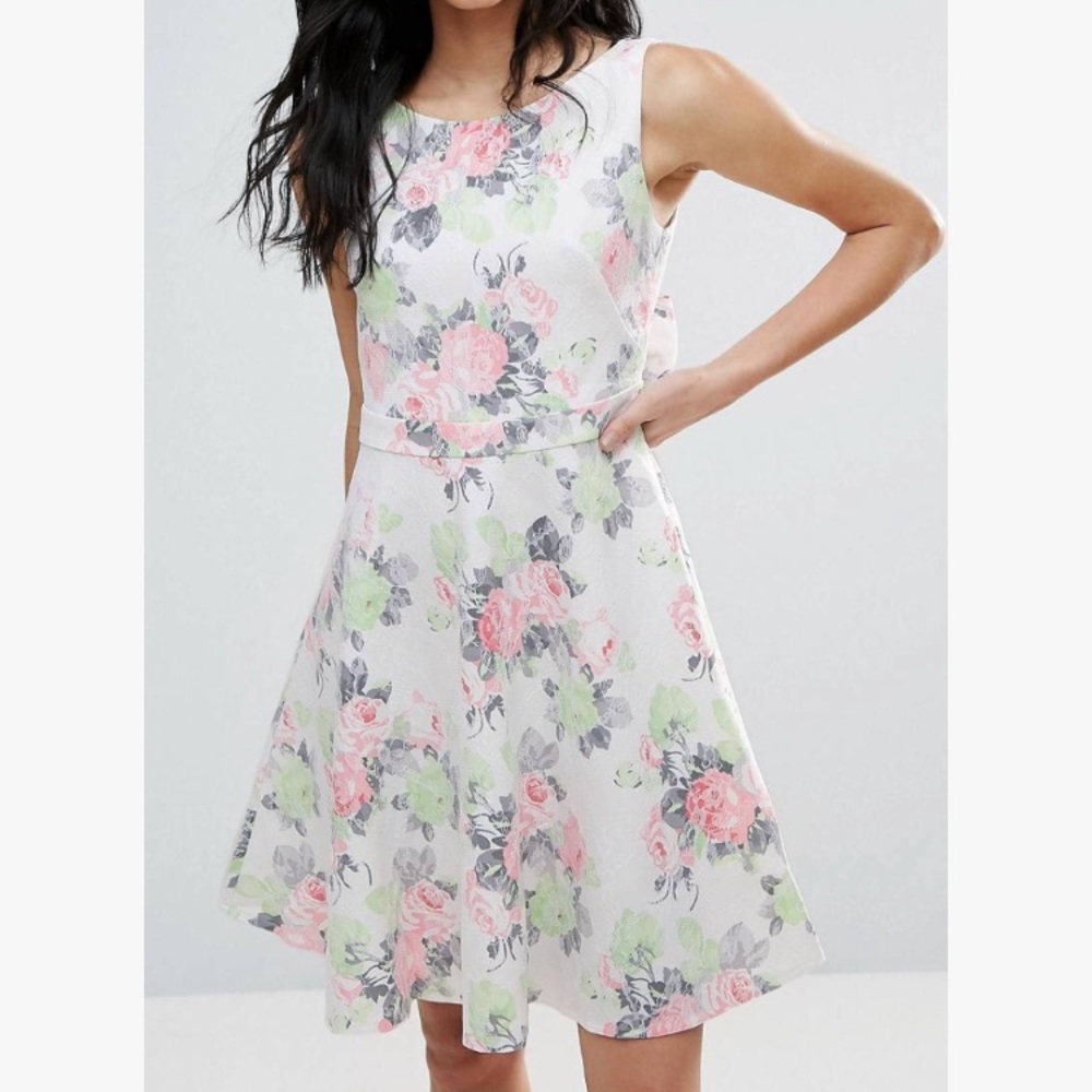 ASOS Zibi London Floral Low Back Prom Dress w/ Bow